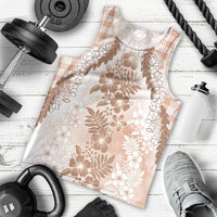 Aloha Hawaii Palaka Men Tank Top Beige Plumeria Lei - Polynesian Pride