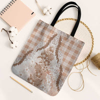 Aloha Hawaii Palaka Tote Bag Beige Plumeria Lei - Polynesian Pride