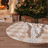 Aloha Hawaii Palaka Tree Skirt Beige Plumeria Lei - Polynesian Pride