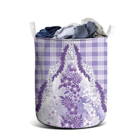 Aloha Hawaii Palaka Laundry Basket Purple Plumeria Lei - Polynesian Pride