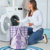 Aloha Hawaii Palaka Laundry Basket Purple Plumeria Lei - Polynesian Pride