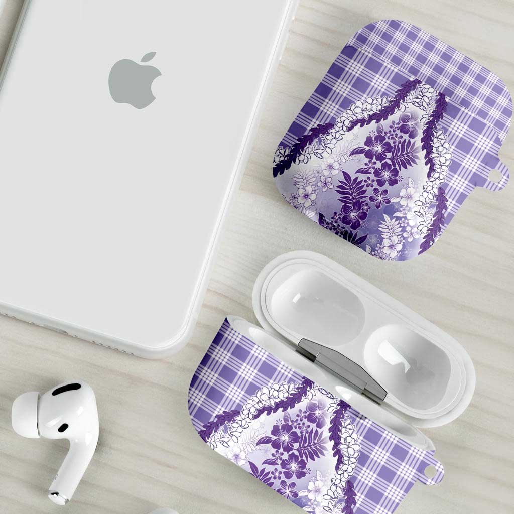 Aloha Hawaii Palaka AirPods Case Purple Plumeria Lei - Polynesian Pride