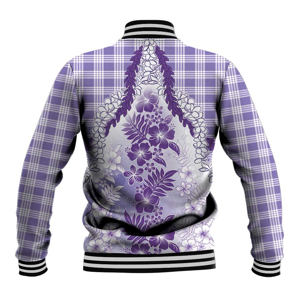 Aloha Hawaii Palaka Baseball Jacket Purple Plumeria Lei - Polynesian Pride