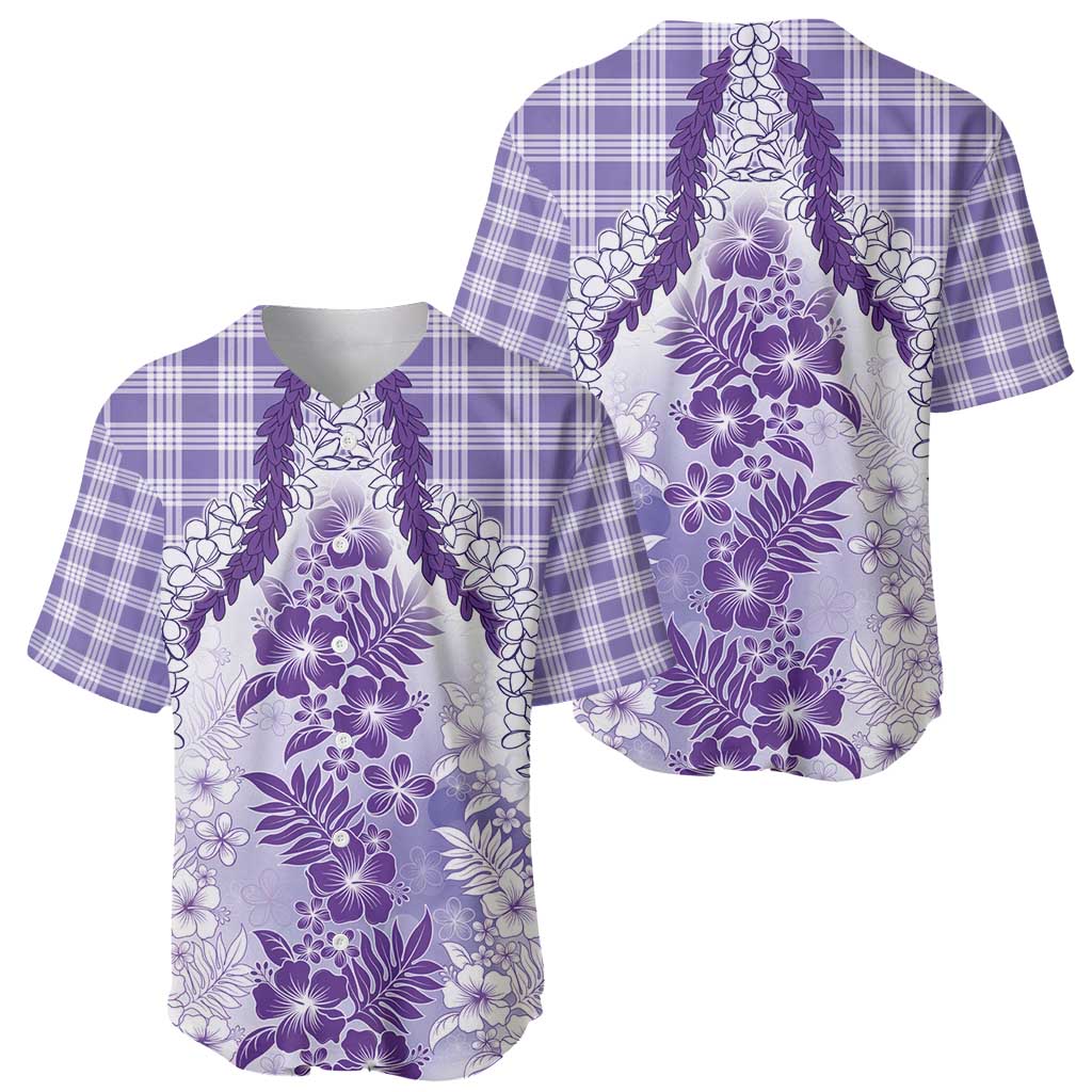 Aloha Hawaii Palaka Baseball Jersey Purple Plumeria Lei - Polynesian Pride