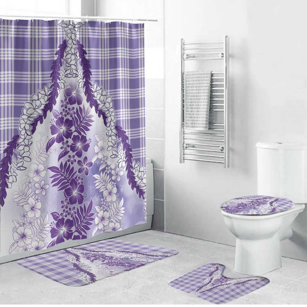 Aloha Hawaii Palaka Bathroom Set Purple Plumeria Lei - Polynesian Pride