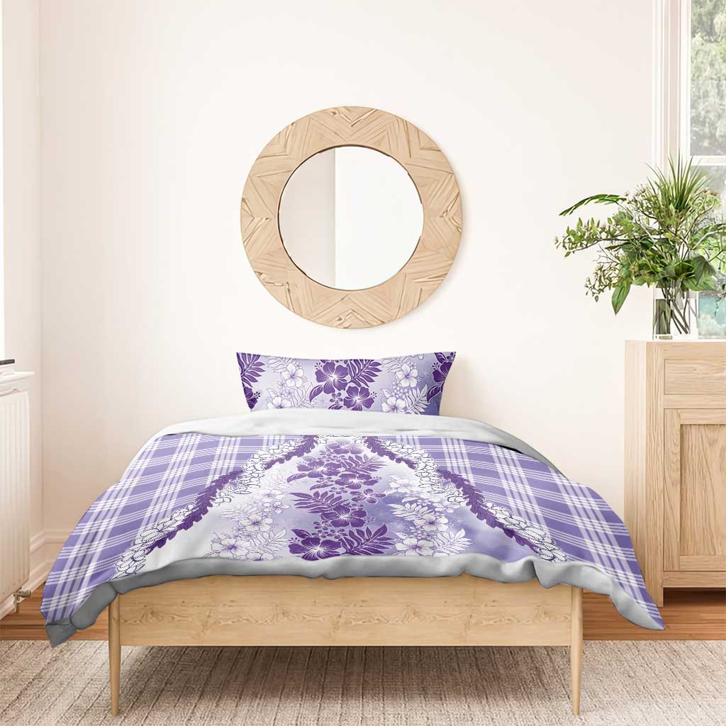 Aloha Hawaii Palaka Bedding Set Purple Plumeria Lei - Polynesian Pride