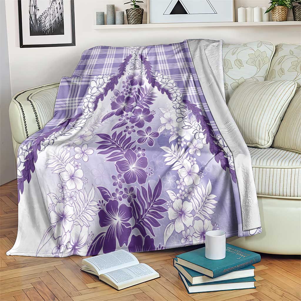 Aloha Hawaii Palaka Blanket Purple Plumeria Lei - Polynesian Pride