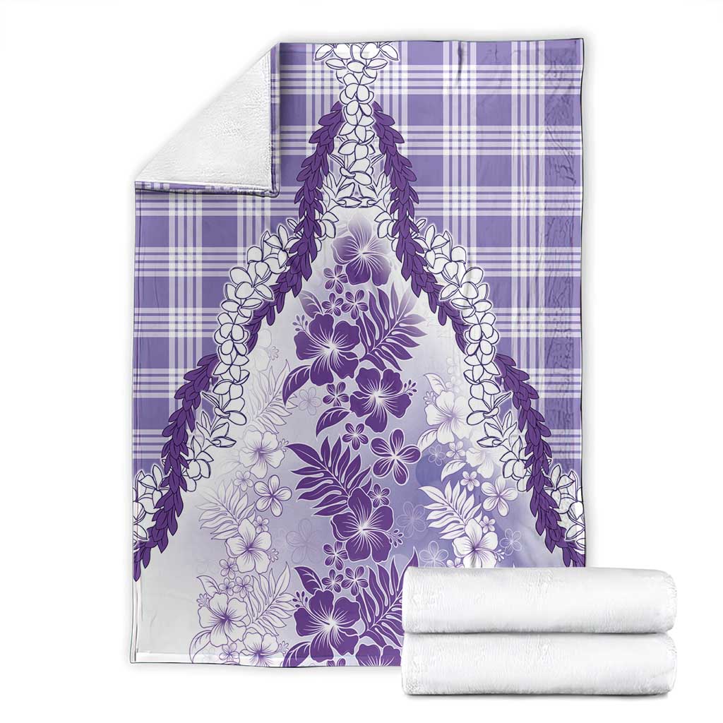 Aloha Hawaii Palaka Blanket Purple Plumeria Lei - Polynesian Pride