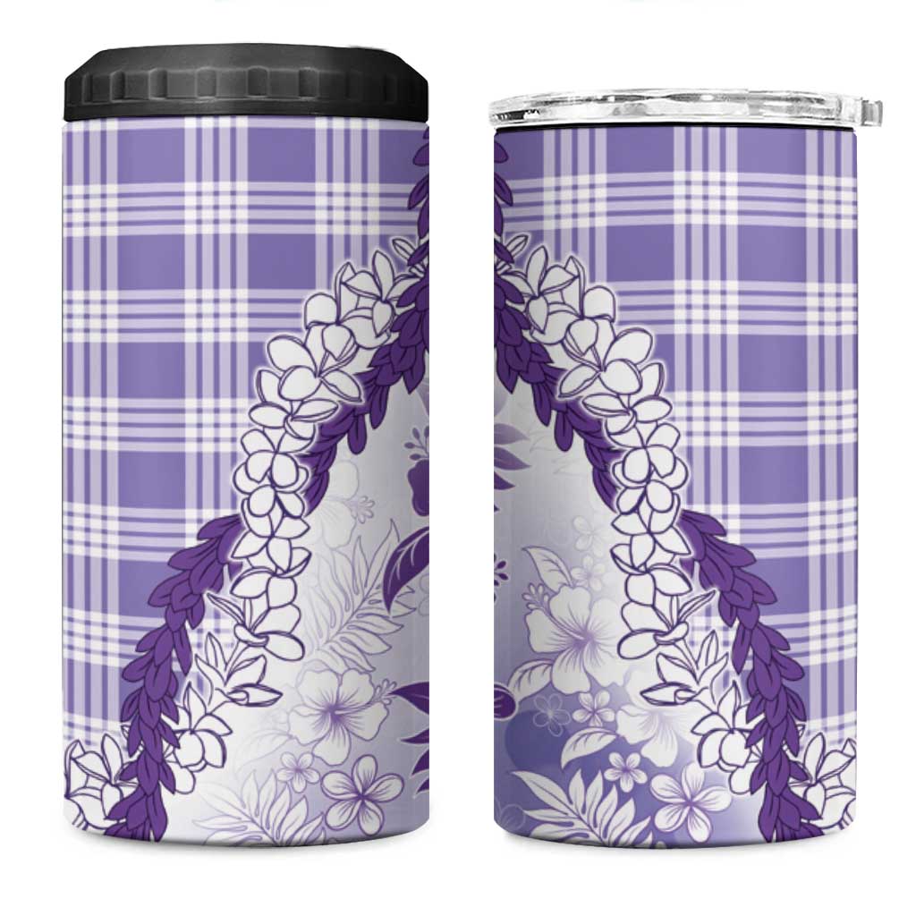 Aloha Hawaii Palaka 4 in 1 Can Cooler Tumbler Purple Plumeria Lei - Polynesian Pride