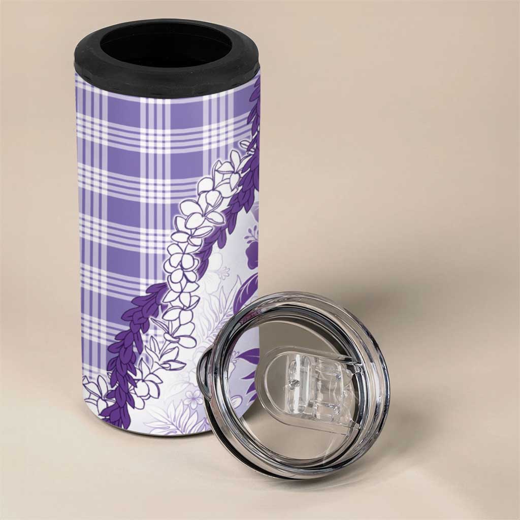 Aloha Hawaii Palaka 4 in 1 Can Cooler Tumbler Purple Plumeria Lei - Polynesian Pride