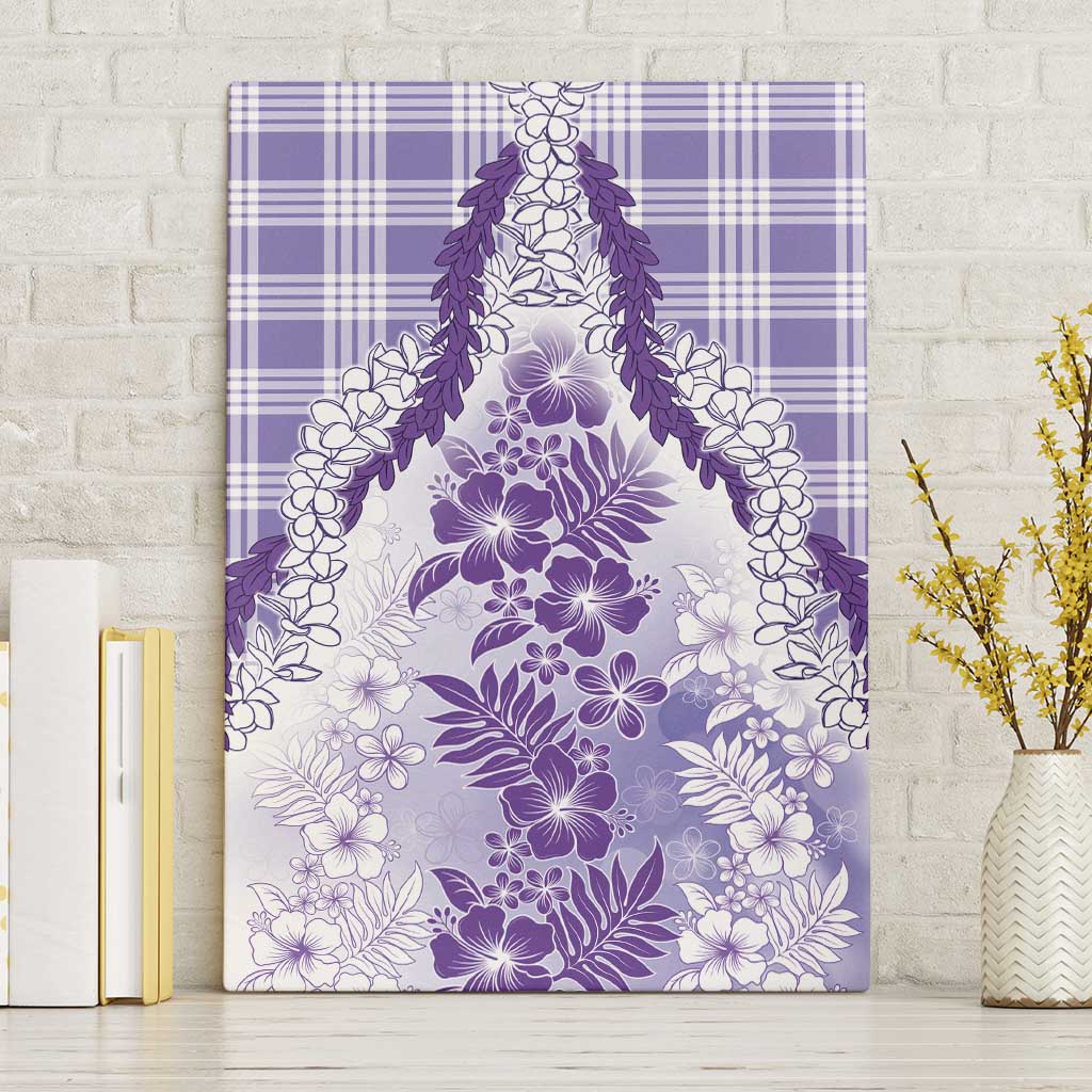 Aloha Hawaii Palaka Canvas Wall Art Purple Plumeria Lei - Polynesian Pride