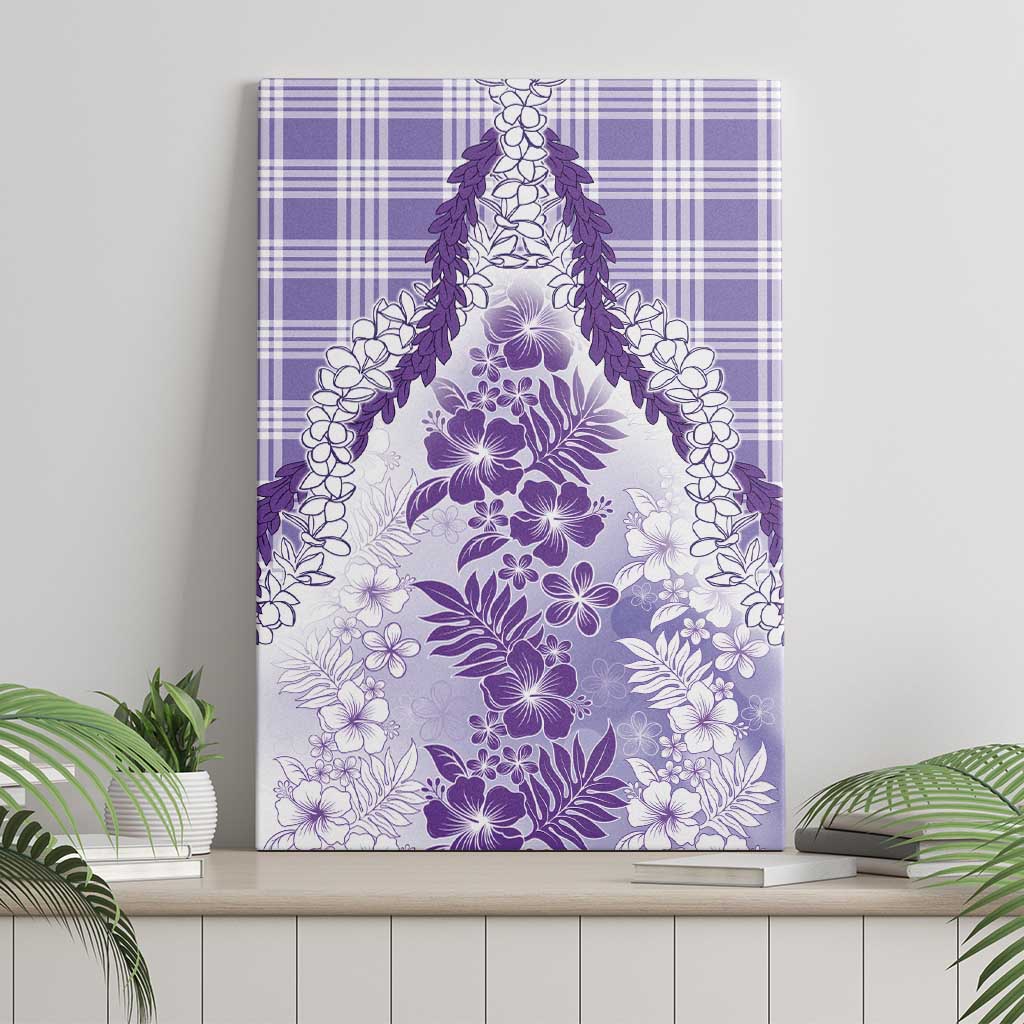 Aloha Hawaii Palaka Canvas Wall Art Purple Plumeria Lei - Polynesian Pride