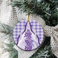 Aloha Hawaii Palaka Ceramic Ornament Purple Plumeria Lei - Polynesian Pride