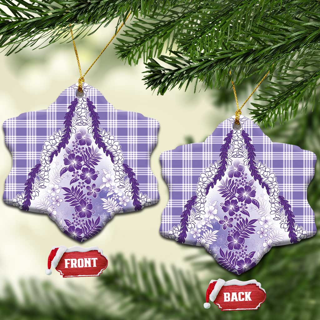 Aloha Hawaii Palaka Ceramic Ornament Purple Plumeria Lei - Polynesian Pride