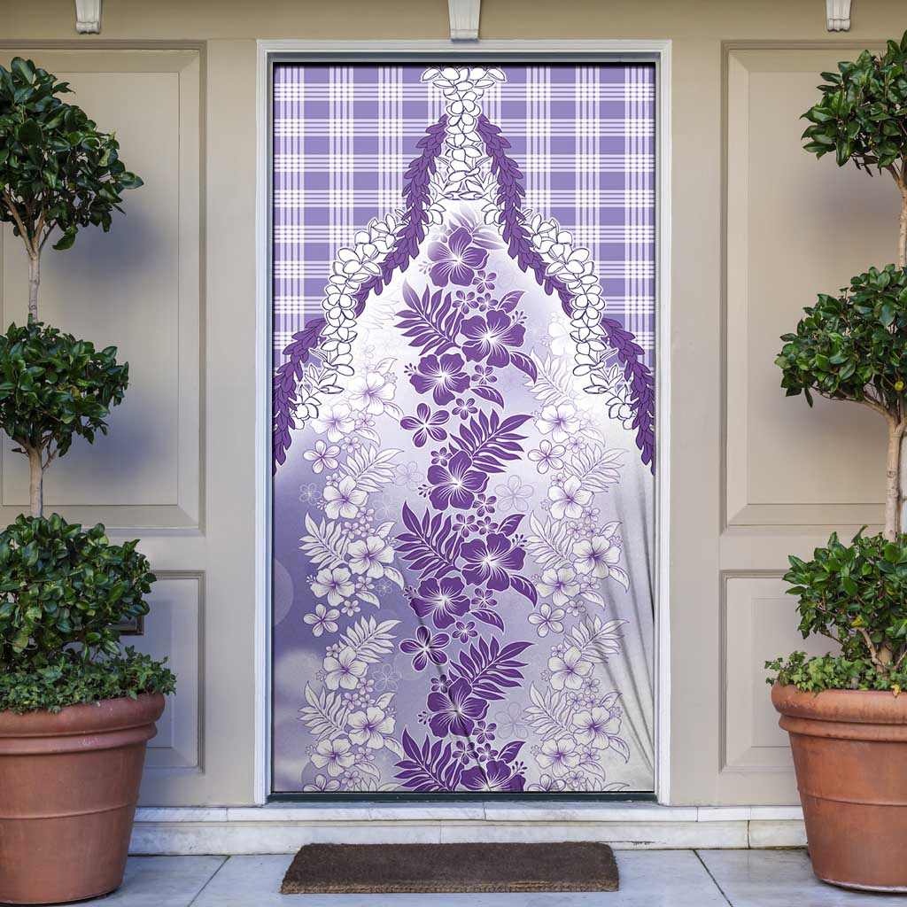 Aloha Hawaii Palaka Door Cover Purple Plumeria Lei - Polynesian Pride