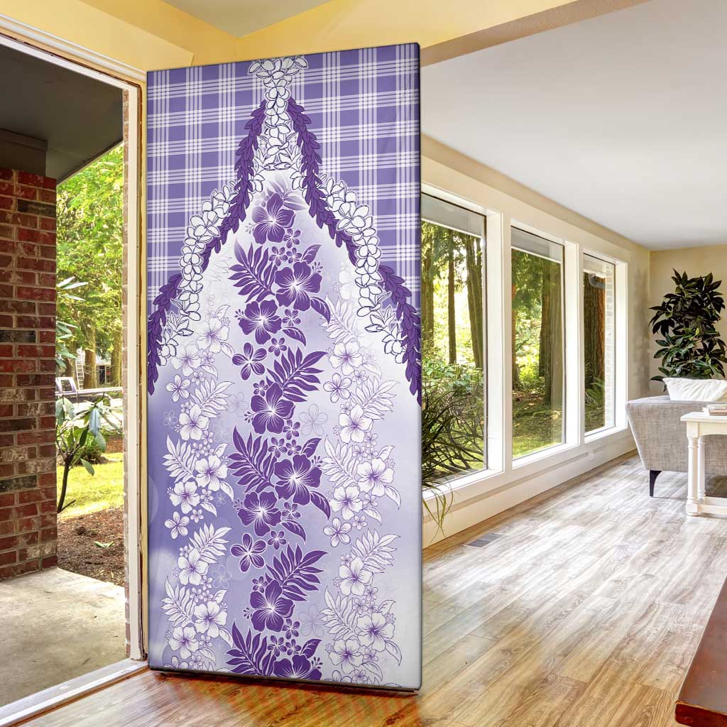 Aloha Hawaii Palaka Door Cover Purple Plumeria Lei - Polynesian Pride