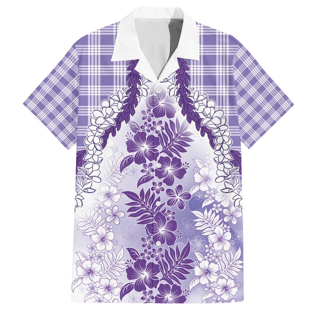 Aloha Hawaii Palaka Hawaiian Shirt Purple Plumeria Lei - Polynesian Pride