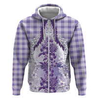 Aloha Hawaii Palaka Hoodie Purple Plumeria Lei - Polynesian Pride