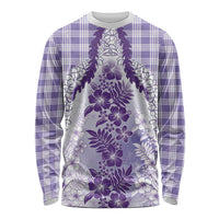 Aloha Hawaii Palaka Long Sleeve Shirt Purple Plumeria Lei - Polynesian Pride