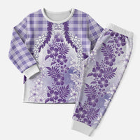 Aloha Hawaii Palaka Christmas Pajama Set Purple Plumeria Lei - Polynesian Pride