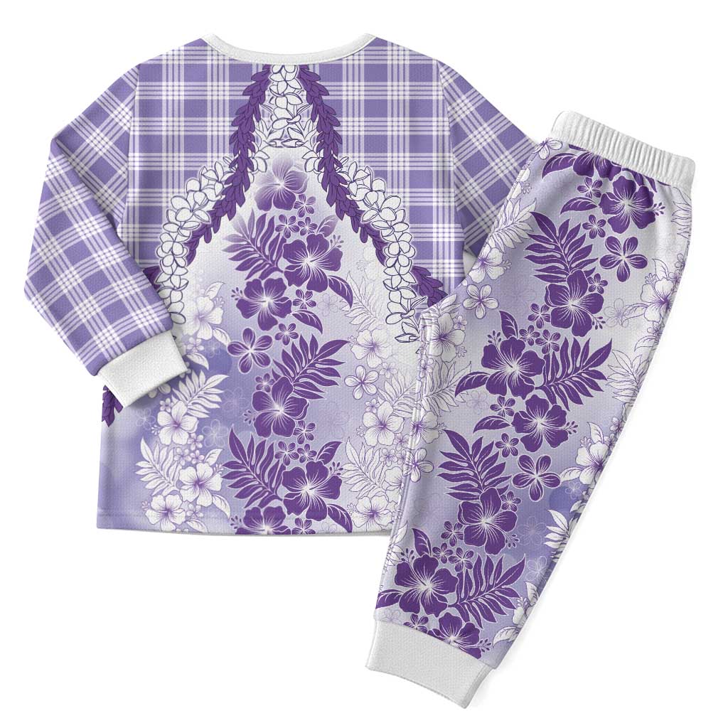 Aloha Hawaii Palaka Christmas Pajama Set Purple Plumeria Lei - Polynesian Pride