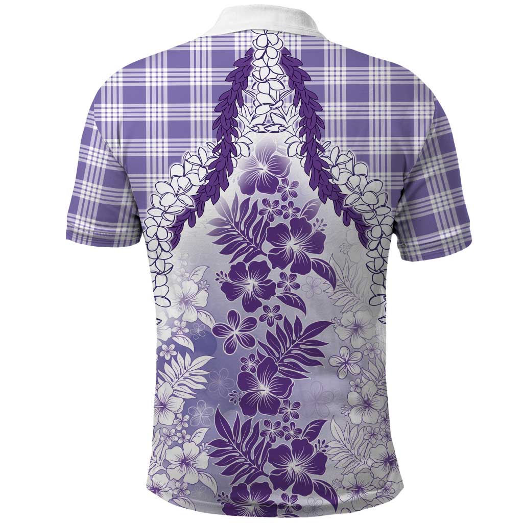 Aloha Hawaii Palaka Polo Shirt Purple Plumeria Lei - Polynesian Pride
