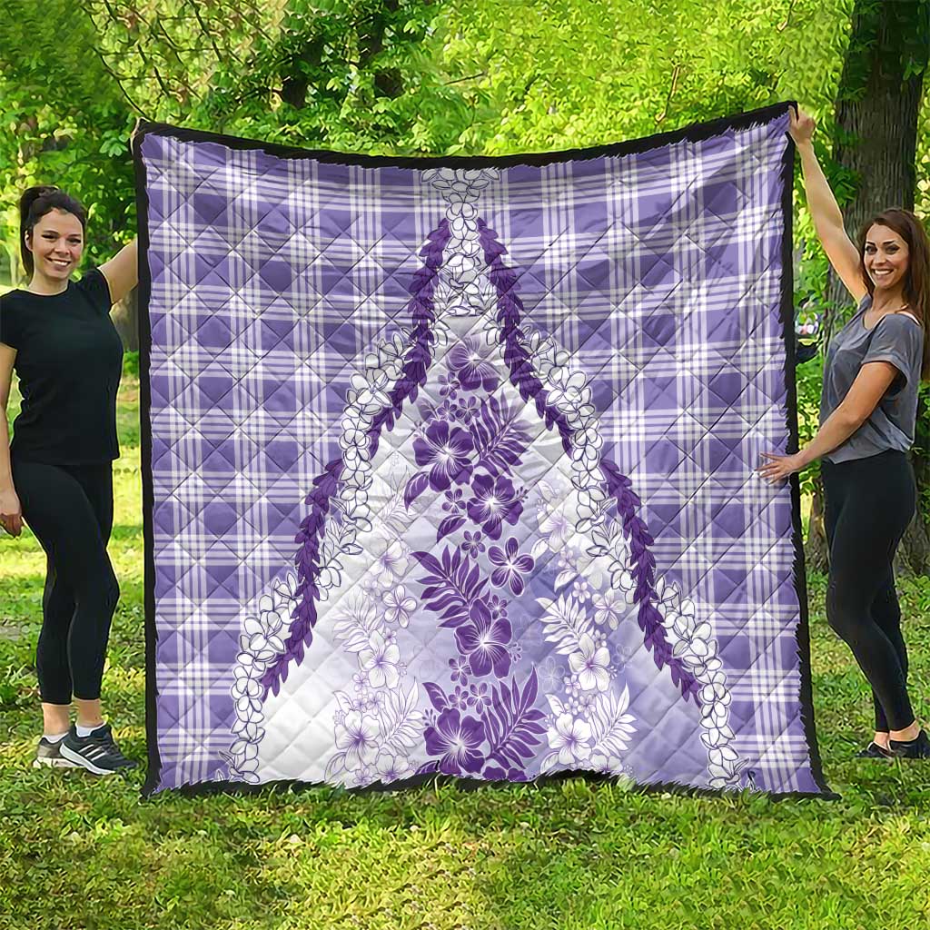 Aloha Hawaii Palaka Quilt Purple Plumeria Lei - Polynesian Pride