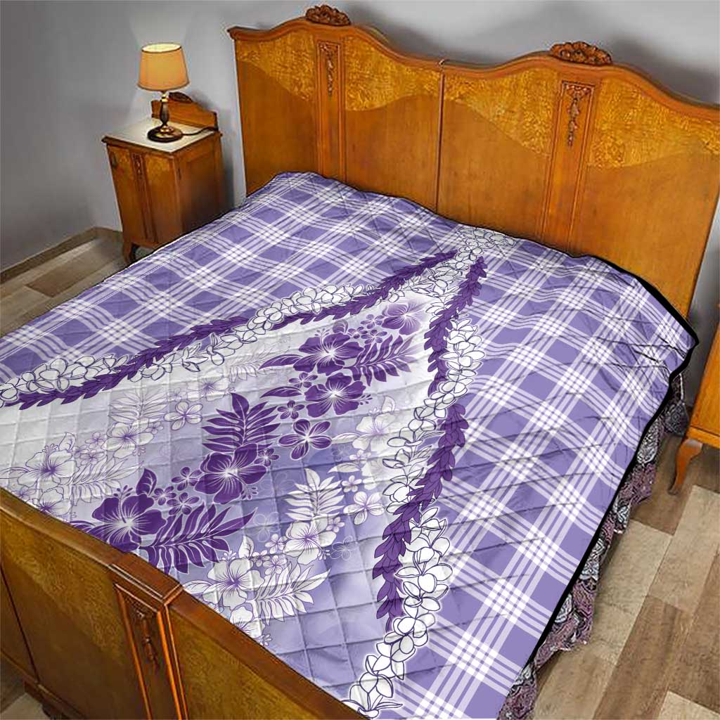 Aloha Hawaii Palaka Quilt Purple Plumeria Lei - Polynesian Pride