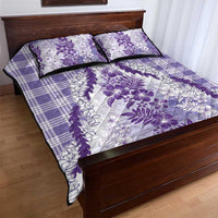Aloha Hawaii Palaka Quilt Bed Set Purple Plumeria Lei - Polynesian Pride