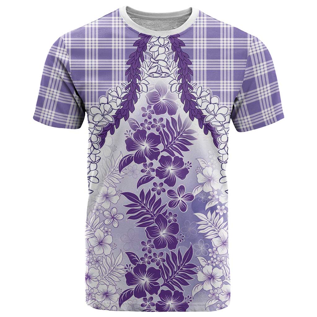 Aloha Hawaii Palaka T Shirt Purple Plumeria Lei - Polynesian Pride