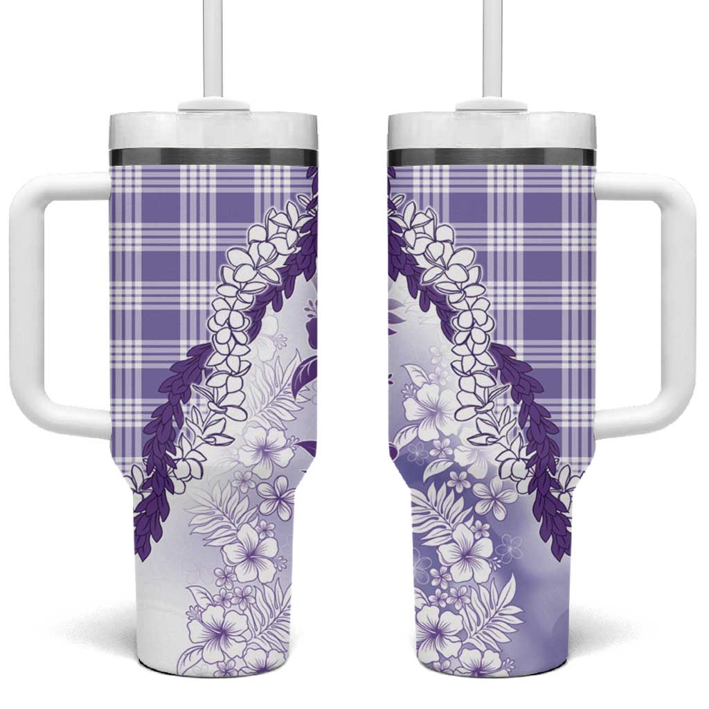 Aloha Hawaii Palaka Tumbler With Handle Purple Plumeria Lei - Polynesian Pride