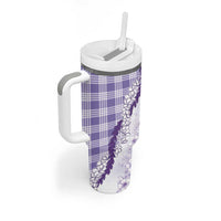 Aloha Hawaii Palaka Tumbler With Handle Purple Plumeria Lei - Polynesian Pride