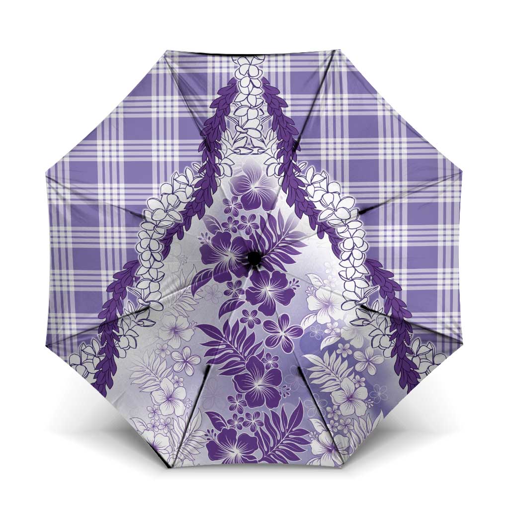 Aloha Hawaii Palaka Umbrella Purple Plumeria Lei - Polynesian Pride