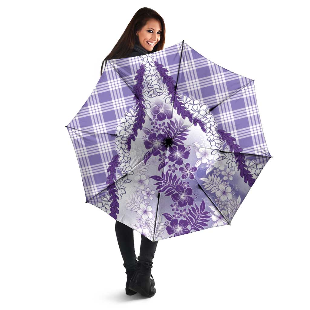 Aloha Hawaii Palaka Umbrella Purple Plumeria Lei - Polynesian Pride