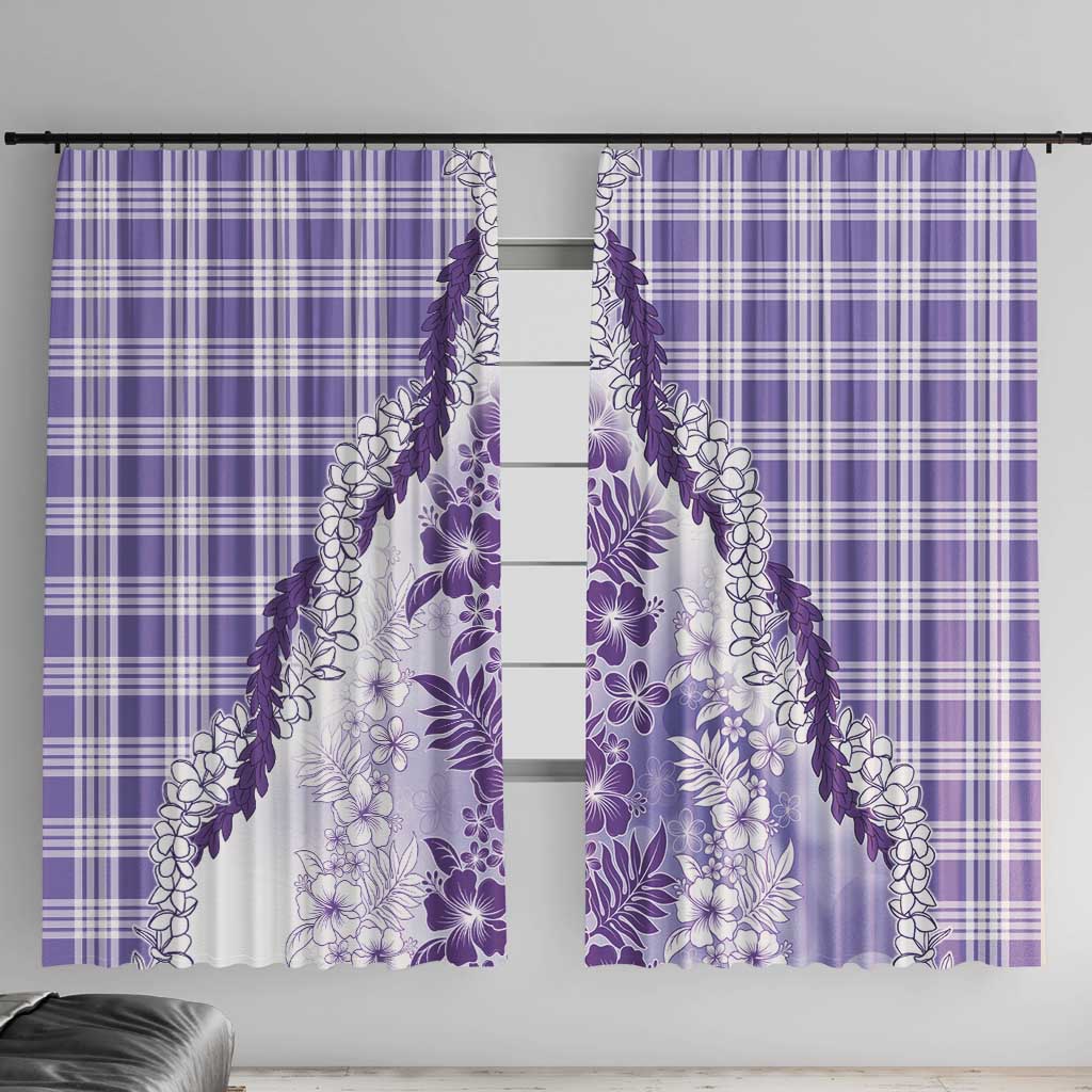 Aloha Hawaii Palaka Window Curtain Purple Plumeria Lei - Polynesian Pride