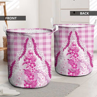 Aloha Hawaii Palaka Laundry Basket Pink Plumeria Lei - Polynesian Pride