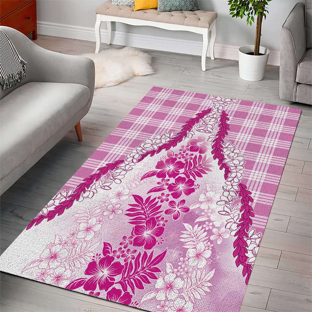 Aloha Hawaii Palaka Area Rug Pink Plumeria Lei - Polynesian Pride