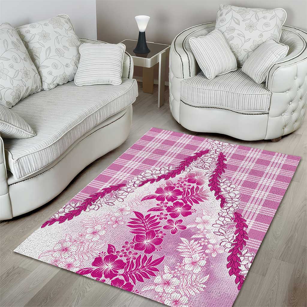 Aloha Hawaii Palaka Area Rug Pink Plumeria Lei - Polynesian Pride