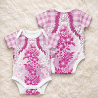 Aloha Hawaii Palaka Baby Onesie Pink Plumeria Lei LT05 - Polynesian Pride