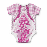 Aloha Hawaii Palaka Baby Onesie Pink Plumeria Lei LT05 - Polynesian Pride