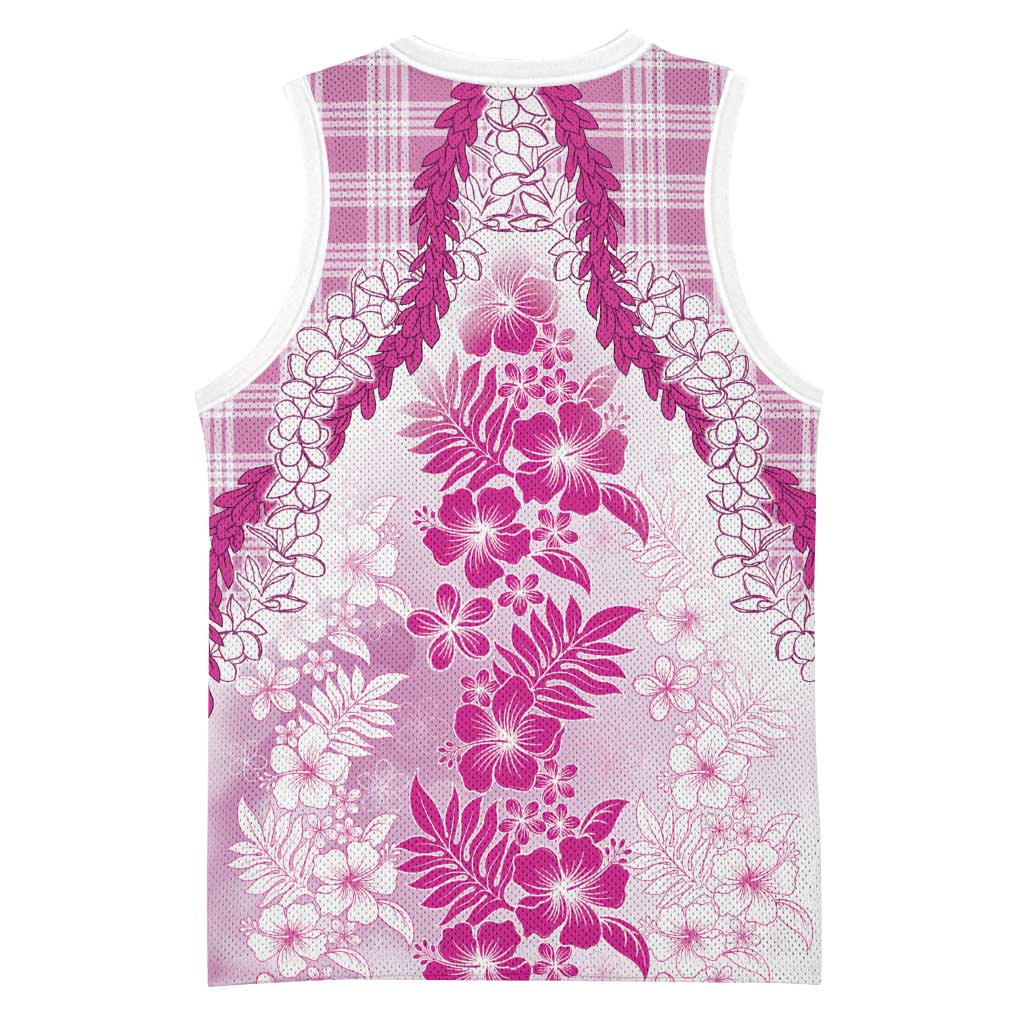 Aloha Hawaii Palaka Basketball Jersey Pink Plumeria Lei - Polynesian Pride