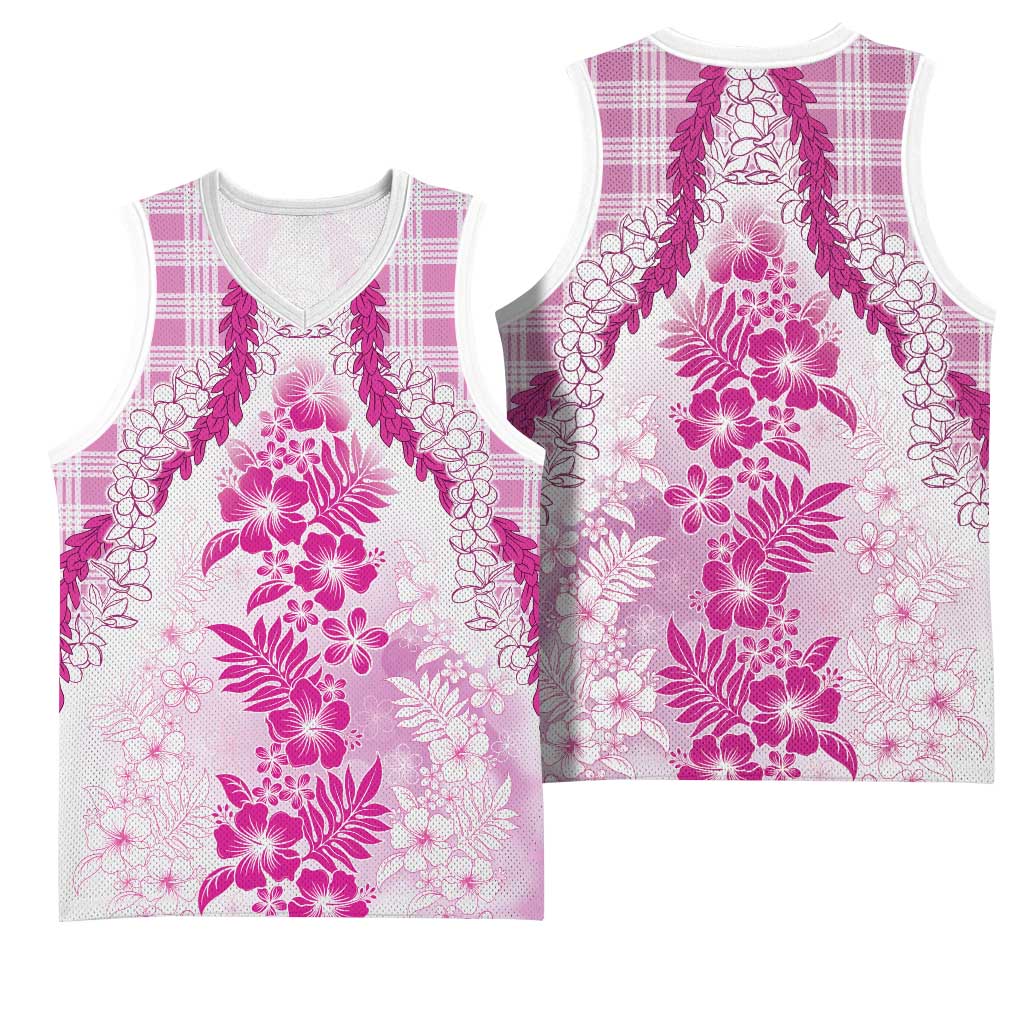 Aloha Hawaii Palaka Basketball Jersey Pink Plumeria Lei - Polynesian Pride