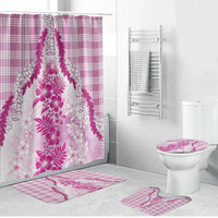 Aloha Hawaii Palaka Bathroom Set Pink Plumeria Lei - Polynesian Pride