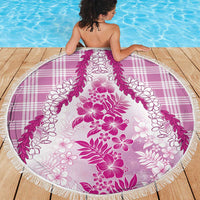 Aloha Hawaii Palaka Beach Blanket Pink Plumeria Lei - Polynesian Pride