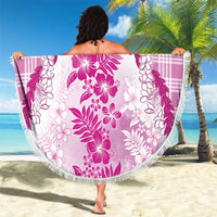 Aloha Hawaii Palaka Beach Blanket Pink Plumeria Lei - Polynesian Pride