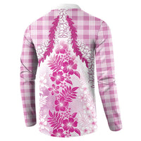 Aloha Hawaii Palaka Button Sweatshirt Pink Plumeria Lei - Polynesian Pride