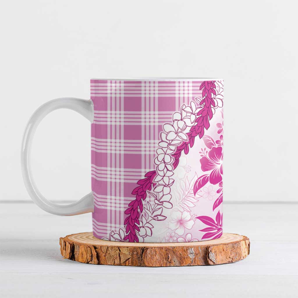 Aloha Hawaii Palaka Ceramic Mug Pink Plumeria Lei - Polynesian Pride