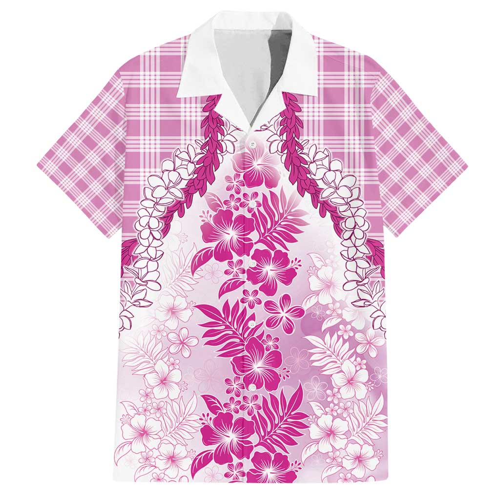 Aloha Hawaii Palaka Family Matching Tank Maxi Dress and Hawaiian Shirt Pink Plumeria Lei - Polynesian Pride