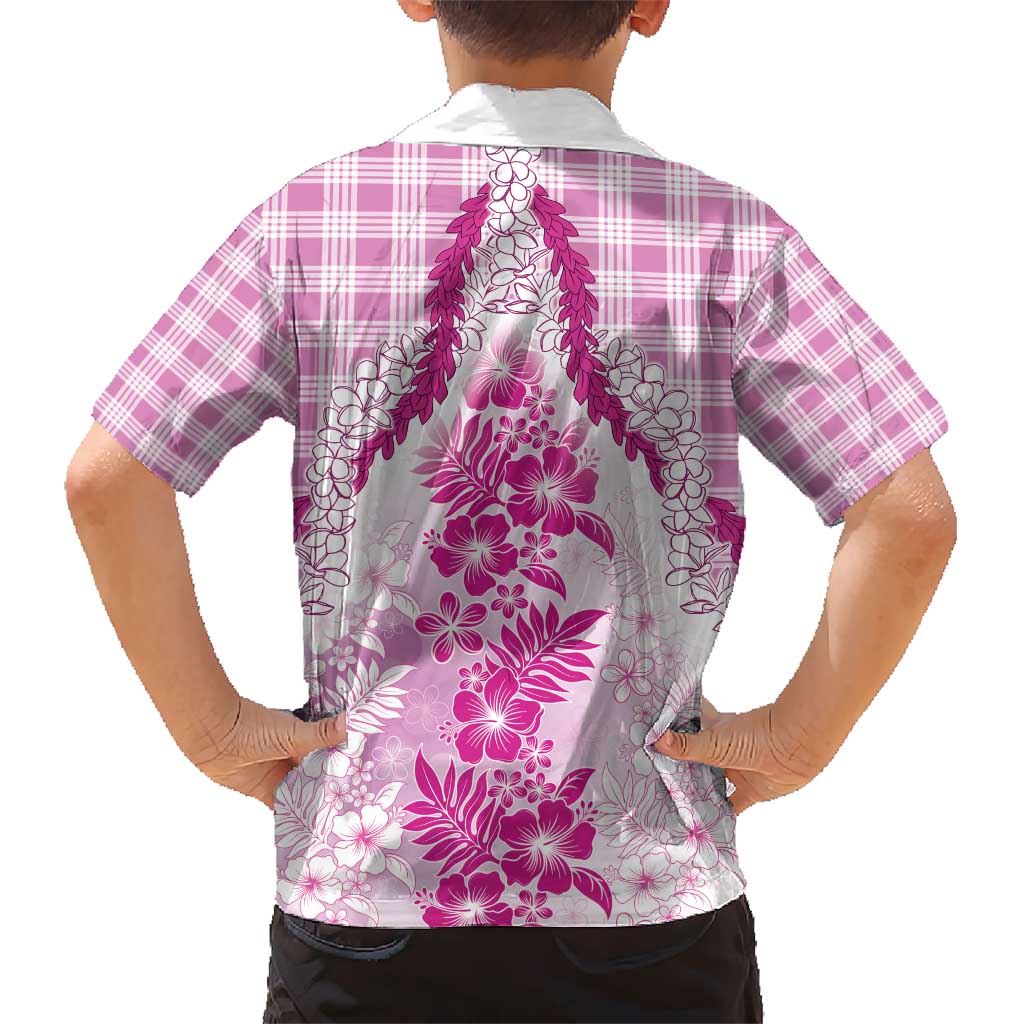 Aloha Hawaii Palaka Hawaiian Shirt Pink Plumeria Lei - Polynesian Pride