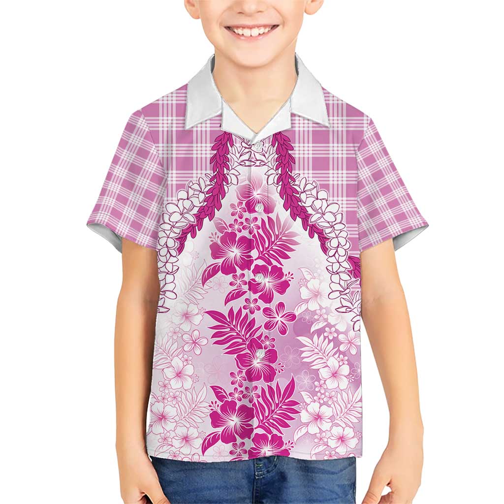 Aloha Hawaii Palaka Kid Hawaiian Shirt Pink Plumeria Lei - Polynesian Pride
